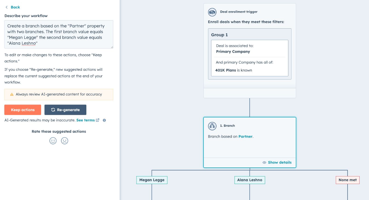 AI assistant to create workflow actions