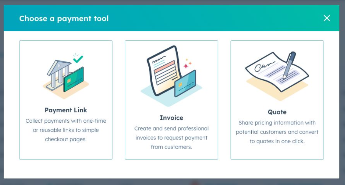 New 'Collect payment' selection in Commerce Hub