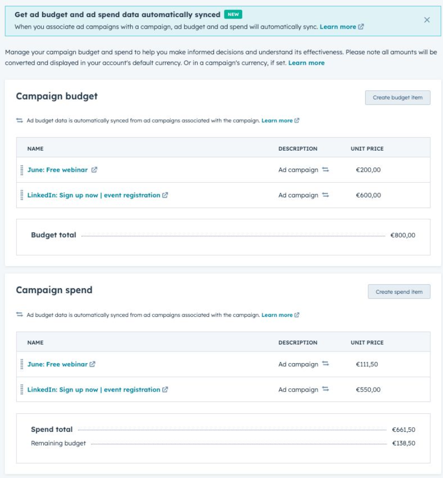 Automatic Budget & Spend Data Sync Between Ad Campaigns