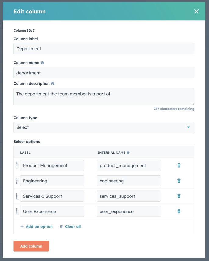 HubDB Labels and Names